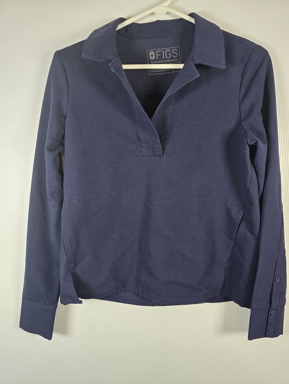 FIGS Technical Collection Womens Nala Navy Long-Sleeve Polo Top V-Placket XXS - Picture 3 of 12